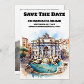 Rome bruiloft save the date trevi fontein chic (Voorkant / Achterkant)
