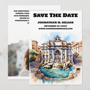 Rome bruiloft save the date trevi fontein chic