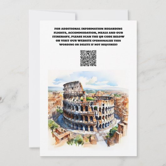 Rome bruiloft waterverf bezienswaardigheden foto save the date (Achterkant)