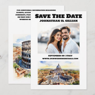 Rome bruiloft waterverf bezienswaardigheden foto save the date