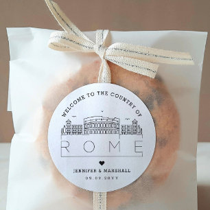 Rome bruiloft   Welkom Favor Ronde Sticker