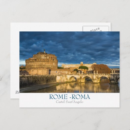 Rome - Castel Sant'Angelo briefkaart met tekst (Voorkant / Achterkant)