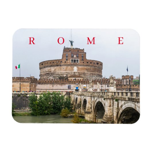 Rome Castel Sant'Angelo uitzicht koelkastmagneet Magneet (Horizontaal)