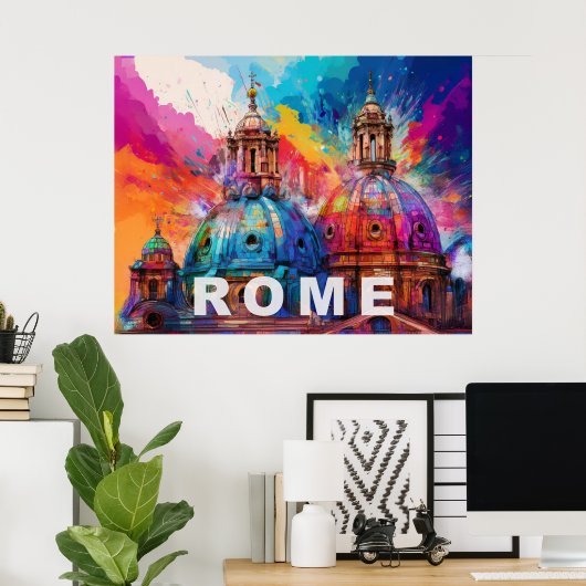 Rome Cathedral Domes - Kleurrijke Abstracte kunst Poster (Thuiskantoor)