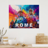 Rome Cathedral Domes - Kleurrijke Abstracte kunst Poster (Keuken)