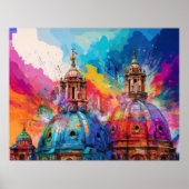Rome Cathedral Domes - Kleurrijke Abstracte kunst Poster (Voorkant)