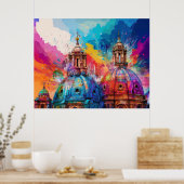 Rome Cathedral Domes - Kleurrijke Abstracte kunst Poster (Keuken)