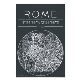 Rome Cirkelvormige Stadkaart Poster Minimalistisch