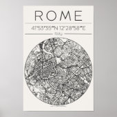 Rome City Map Poster circular Minimal Wall Art (Voorkant)