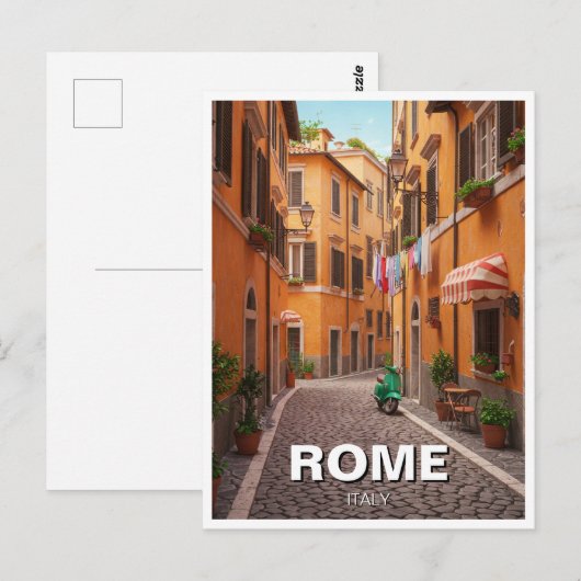 Rome Cobblestone street Italië Briefkaart (Voorkant / Achterkant)