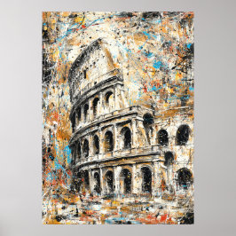 Rome Colosseum Abstract Drip Painting Poster