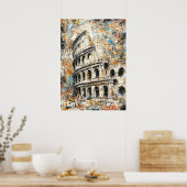 Rome Colosseum Abstracte Druppel Schildering Poster (Keuken)
