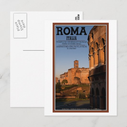 Rome - Colosseum en tempel van Venus Briefkaart (Voorkant / Achterkant)