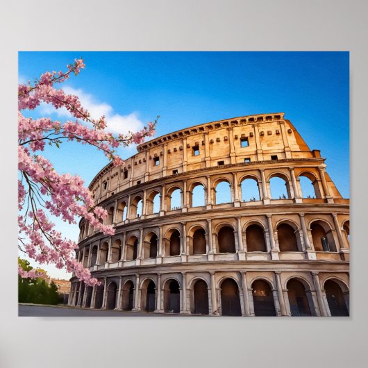 Rome Colosseum Italië Geschilderd Poster (Voorkant)