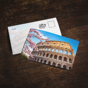 Rome Colosseum Italië Geschilderde Ansichtkaart Kaart
