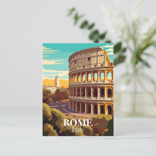 Rome Colosseum Italië Reisillustratie Briefkaart (Staand voorkant)