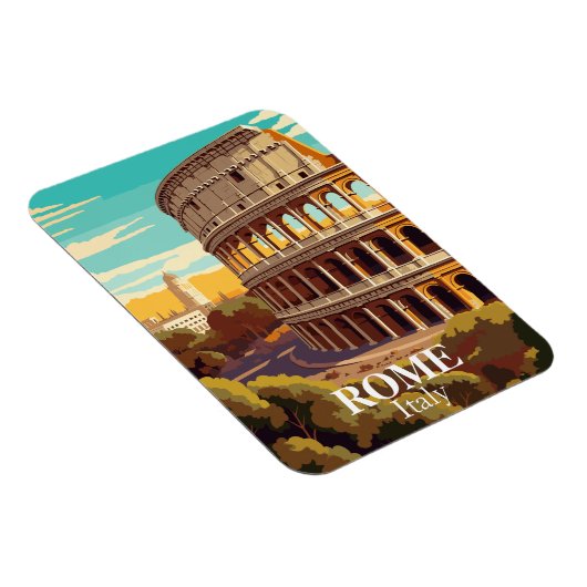 Rome Colosseum Italy Travel Illustration Magneet (Rechterzijde)