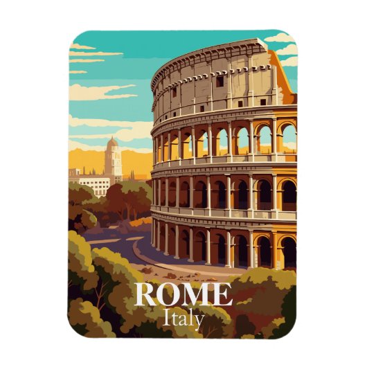 Rome Colosseum Italy Travel Illustration Magneet (Verticaal)