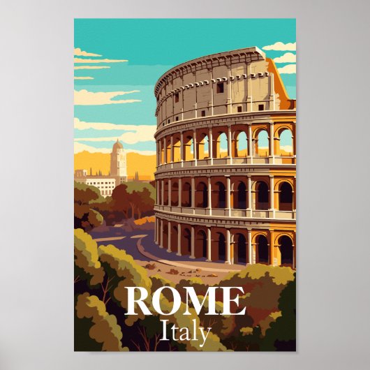 Rome Colosseum Italy Travel Illustration Poster (Voorkant)