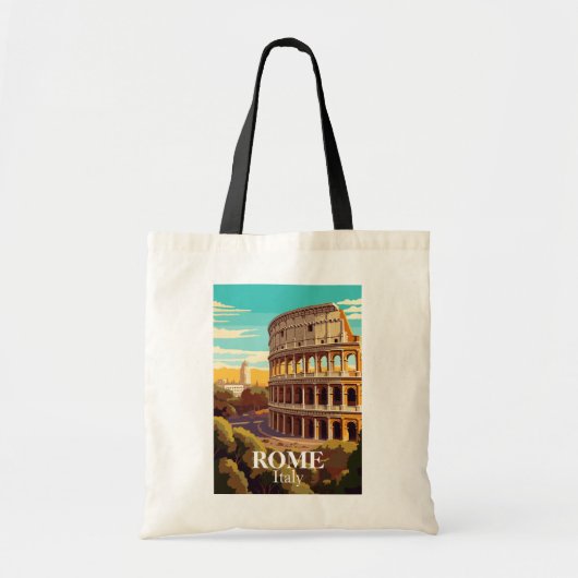 Rome Colosseum Italy Travel Illustration Tote Bag (Voorkant)