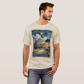 Rome Colosseum Itlay Landmark Retro Van Gogh Art T-shirt (Voorkant volledig)