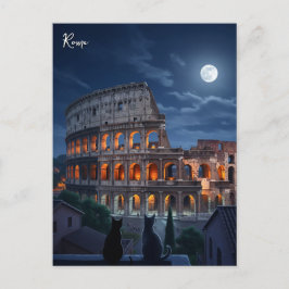 Rome Colosseum katten bij nacht Briefkaart