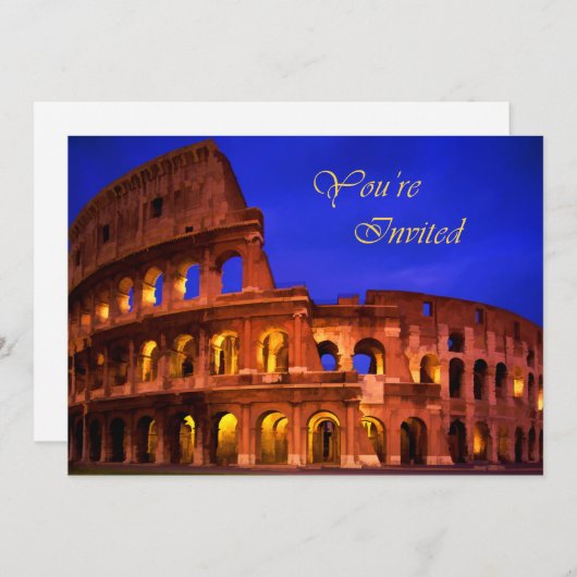 Rome Colosseum 's Nachts word je uitgenodigd Kaart (Voorkant / Achterkant)