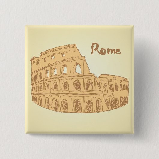 Rome Colosseum Schets Vierkante Button 5,1 Cm (Voorkant)