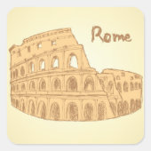 Rome Colosseum Schets Vierkante Sticker (Voorkant)