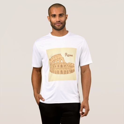 Rome Colosseum Sketch Mannen Actief T-shirt (Voorkant volledig)