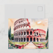 Rome Colosseum Waterverf Art Briefkaart (Voorkant / Achterkant)