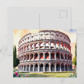 Rome Colosseum Waterverf Art Briefkaart (Voorkant / Achterkant)