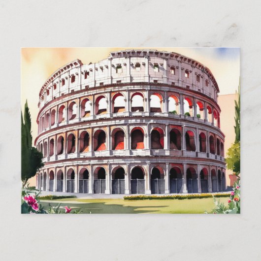 Rome Colosseum Waterverf Art Briefkaart (Voorkant)