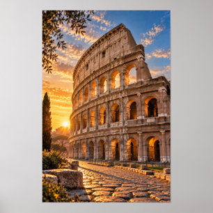 Rome Colosseum Zonsondergang Italië Muurkunst Poster