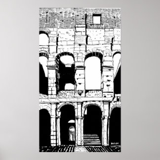 Rome Colosseum Zwart Wit Italië Travel Art Print