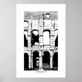 Rome Colosseum Zwart Wit Italië Travel Sketch Poster (Voorkant)