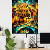 Rome Cubistisch Erfgoed – Modern Geometrisch Colos Poster (Thuiskantoor)