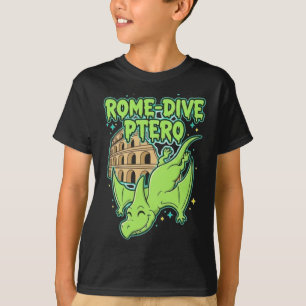 Rome-Dive Ptero Schattige Dinosaur & Colosseum Rei T-shirt