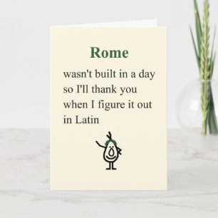 Rome Een grappig bedankgedicht Kaart