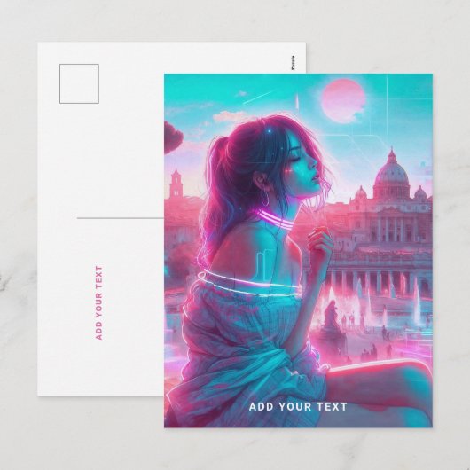 Rome | ETHERISCHE Retrowave VaporWave Aangepaste t Feestdagenkaart (Voorkant / Achterkant)