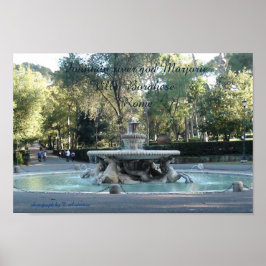 Rome, fontein, villa Borghese Poster