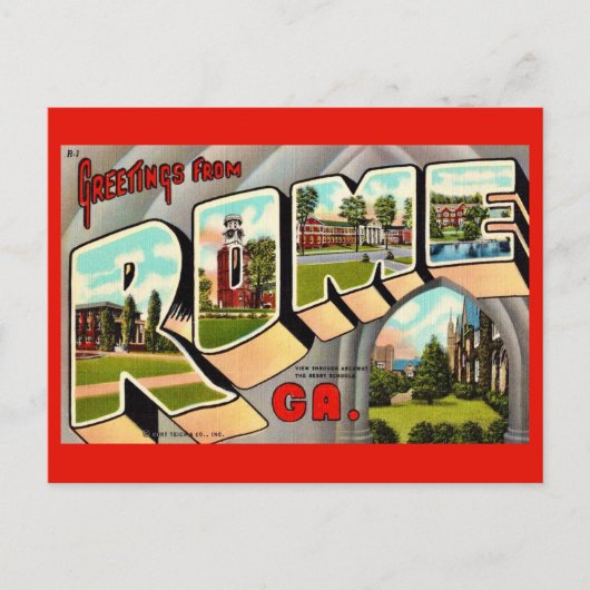 Rome Georgia Vintage Ansichtkaart Briefkaart (Voorkant)