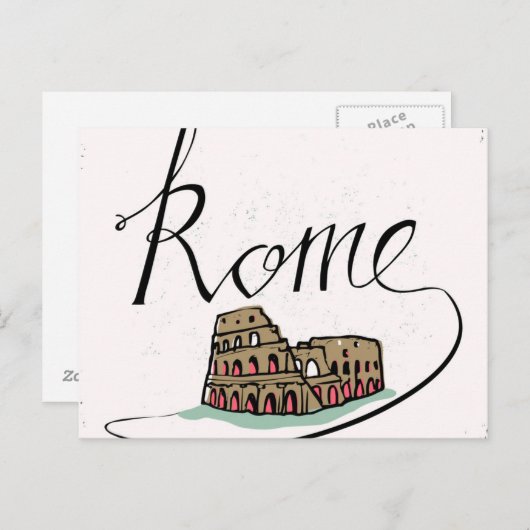 Rome Hand Lettered Design Briefkaart (Voorkant / Achterkant)