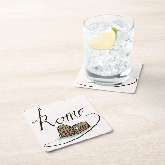 Rome Hand Lettered Design Kartonnen Onderzetters (Insitu)