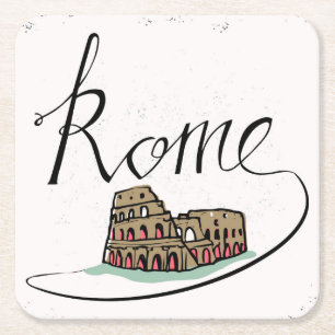 Rome Hand Lettered Design Kartonnen Onderzetters