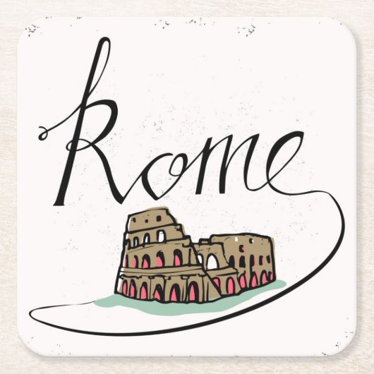Rome Hand Lettered Design Kartonnen Onderzetters (Voorkant)