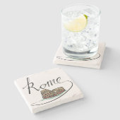 Rome Hand Lettered Design Stenen Onderzetter (Zijkant)
