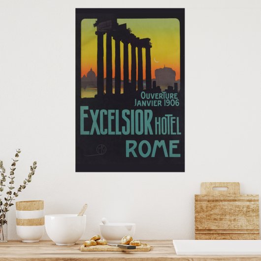 Rome Italiaans reisposter Excelcior Hotel Poster (Keuken)