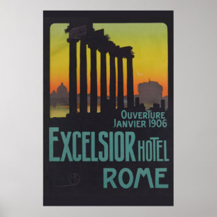 Rome  Italiaans reisposter Excelcior Hotel Poster