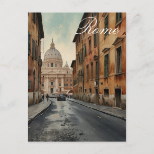 Rome Italiaanse Reis Waterverf in Vintage Stijl Feestdagenkaart